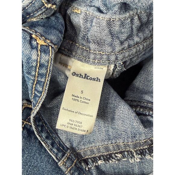 Vintage OshKosh bgosh Bib Overall Dress Girls Size 5 Denim Jean Cute - Picture 5 of 8